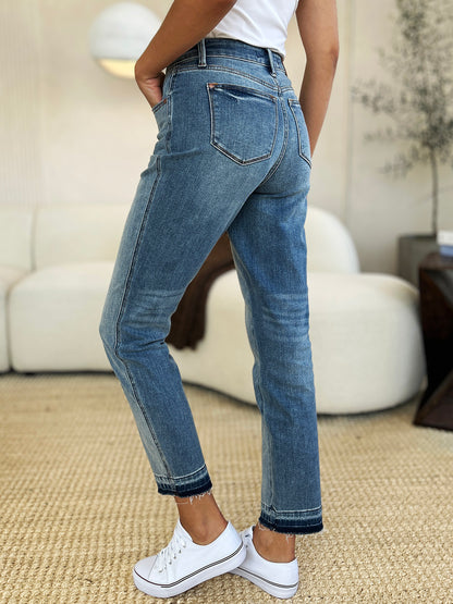 Judy Blue Mid Rise Rigid Magic Release Hem Jeans (0-24w)