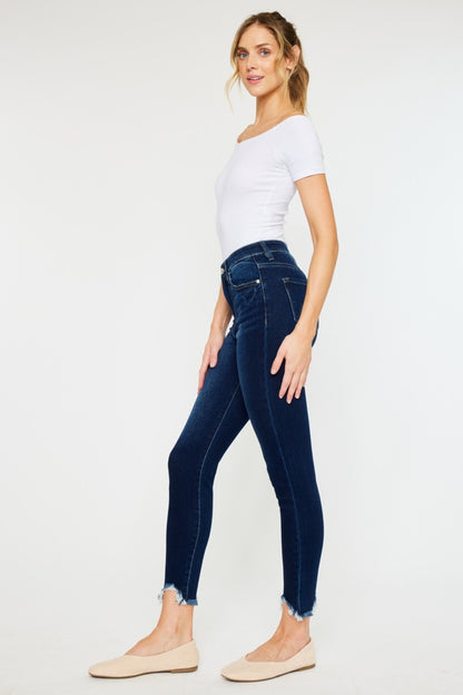 Kancan High Rise Frayed Ankle Skinny Jeans (0-22w)