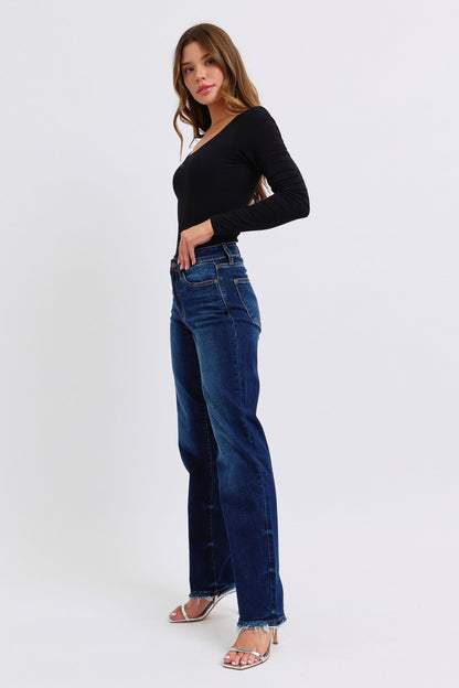 Judy Blue Raw Hem Straight Leg Jeans (0-24w)