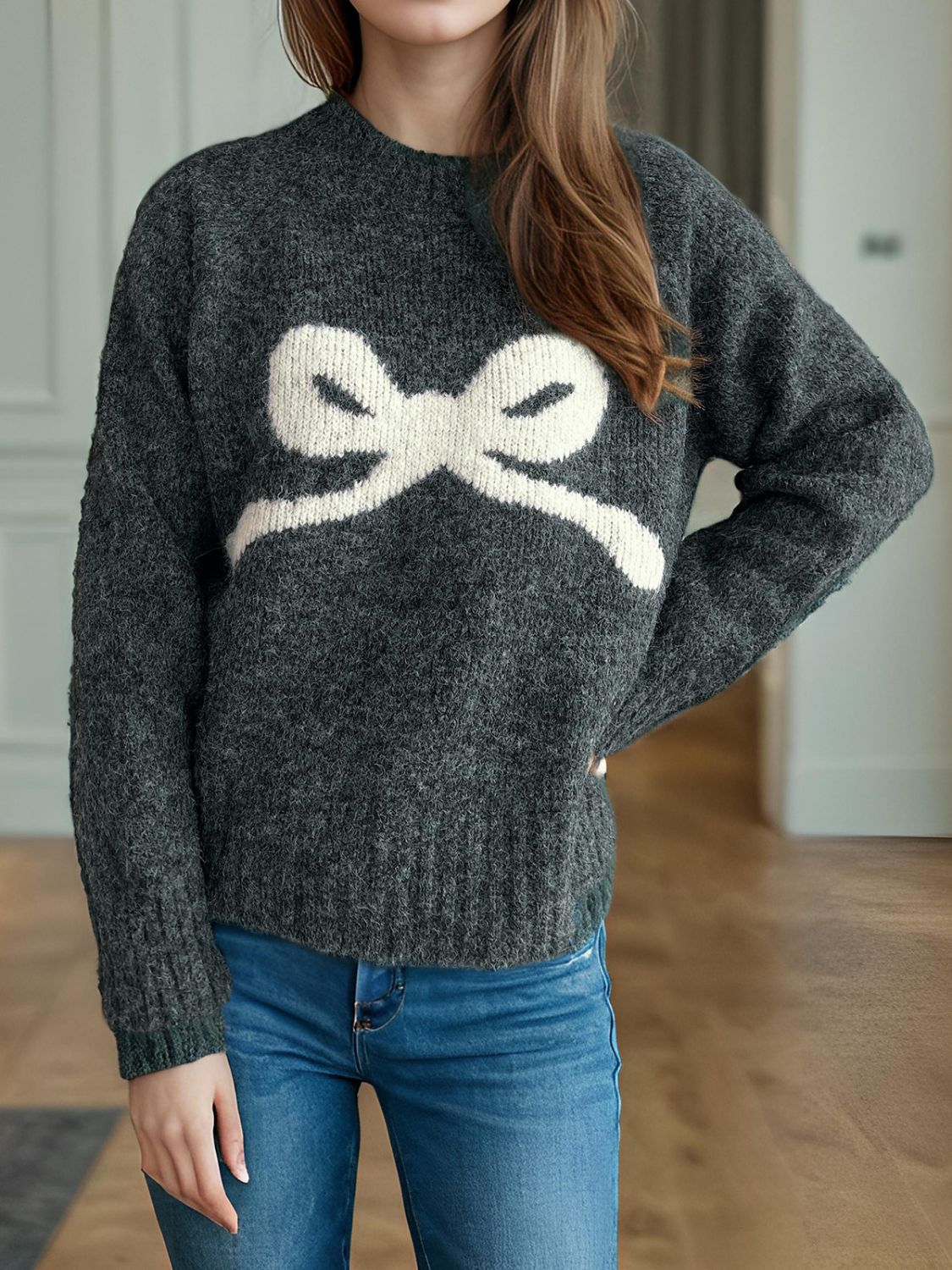 Ivy League Bow Sweater (OS, multiple colors)