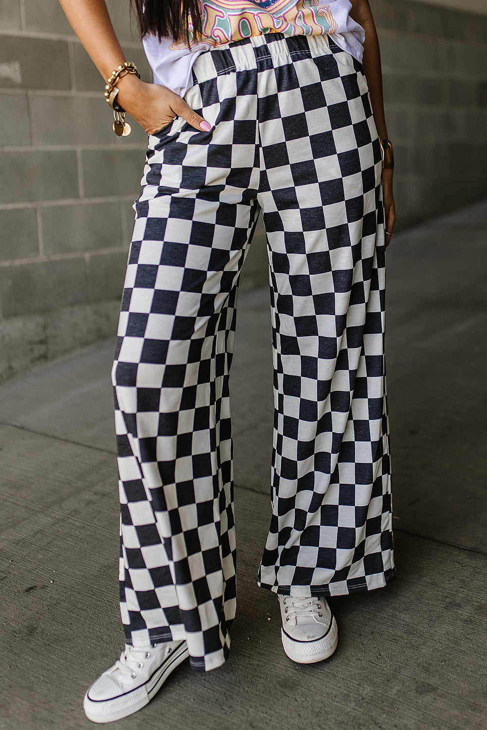 Checkered Wide Leg Pants (s-xl, multiple colors)