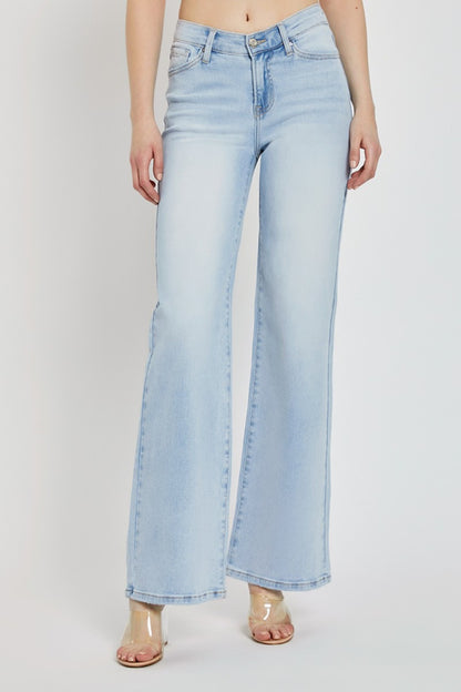 RISEN Wide Leg V Dipped Front Waist Jeans (0 to plus)