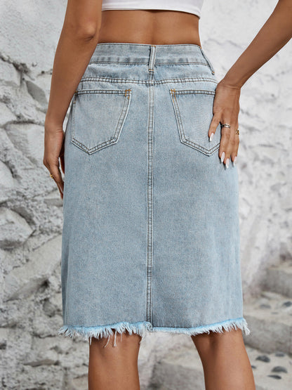 Rhonda Slit Denim Skirt (xs-l, multiple washes)