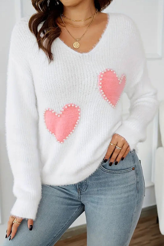 Heart V-Neck Sweater (s-xl)