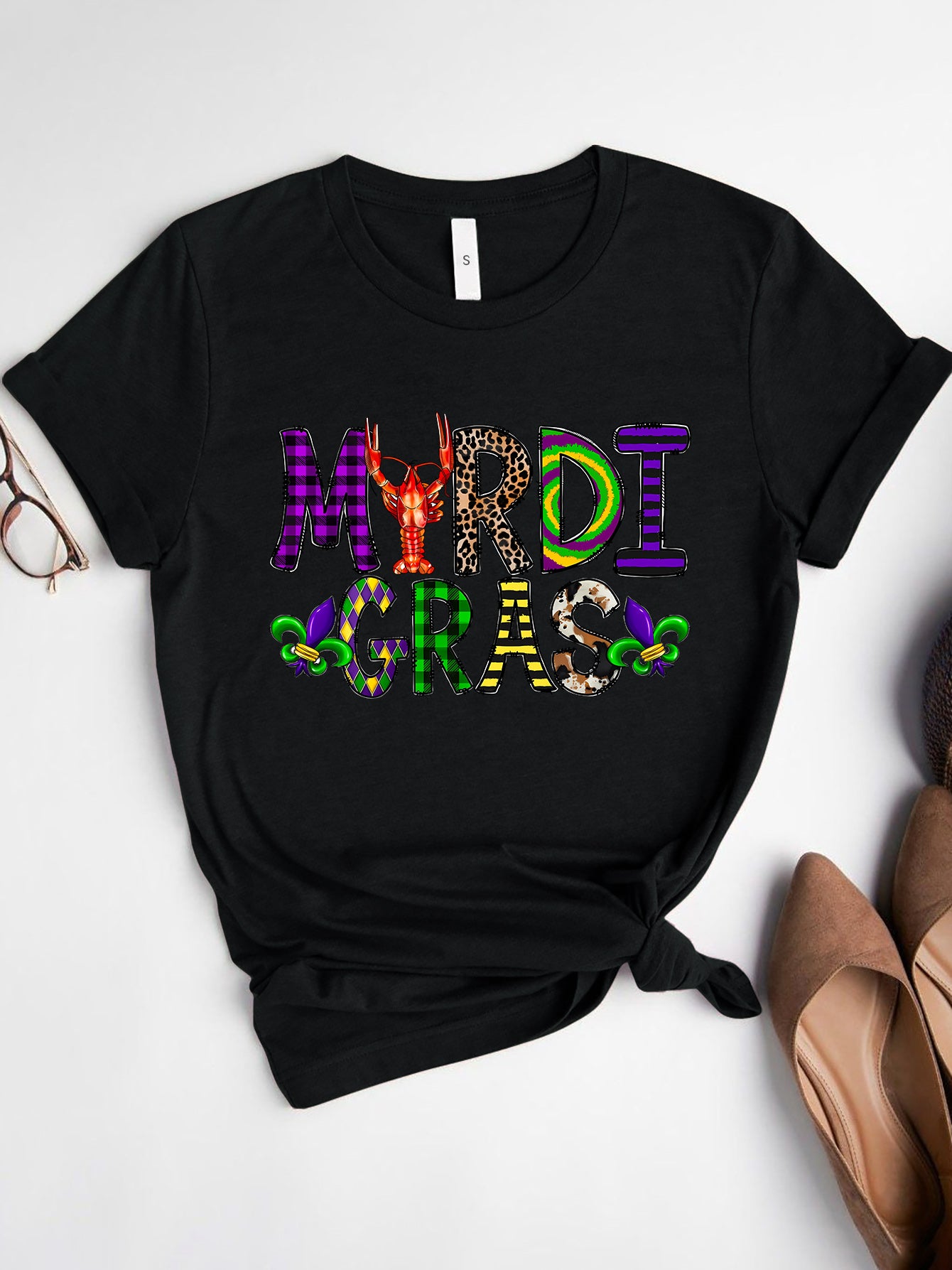 Crawfish & Beads Tee (s-2xl, multiple colors)