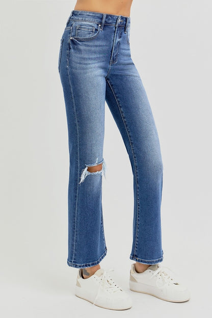 RISEN Distressed High Rise Crop Flare Jeans (0 to plus)