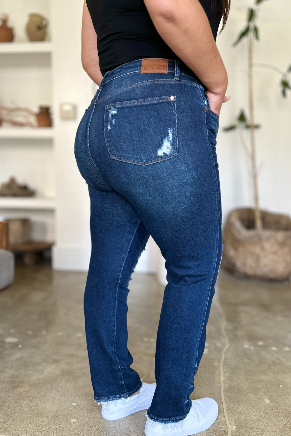 Judy Blue High Waist Rigid Magic Heavy Destroy Straight Jeans (0-24w)