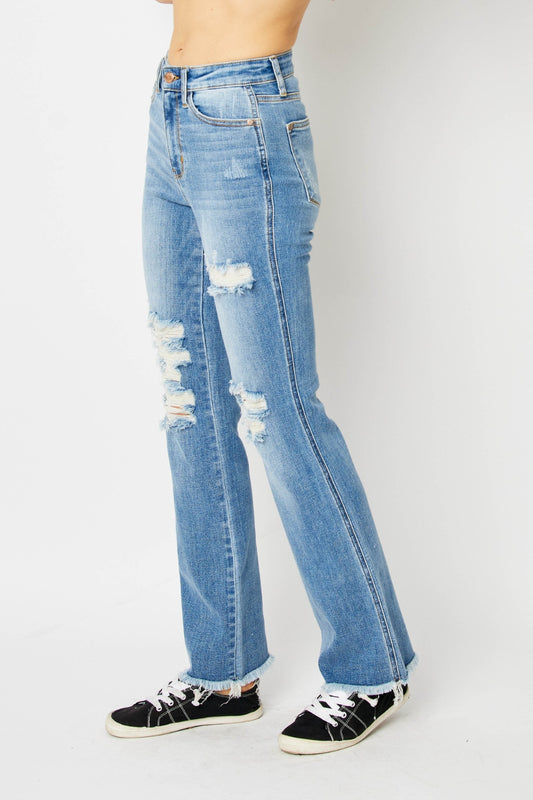 Judy Blue Distressed Hem Bootcut Jeans (0-24w)