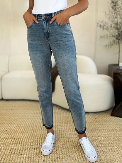 Judy Blue Mid Rise Rigid Magic Release Hem Jeans (0-24w)