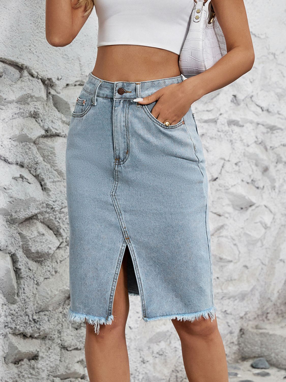 Rhonda Slit Denim Skirt (xs-l, multiple washes)