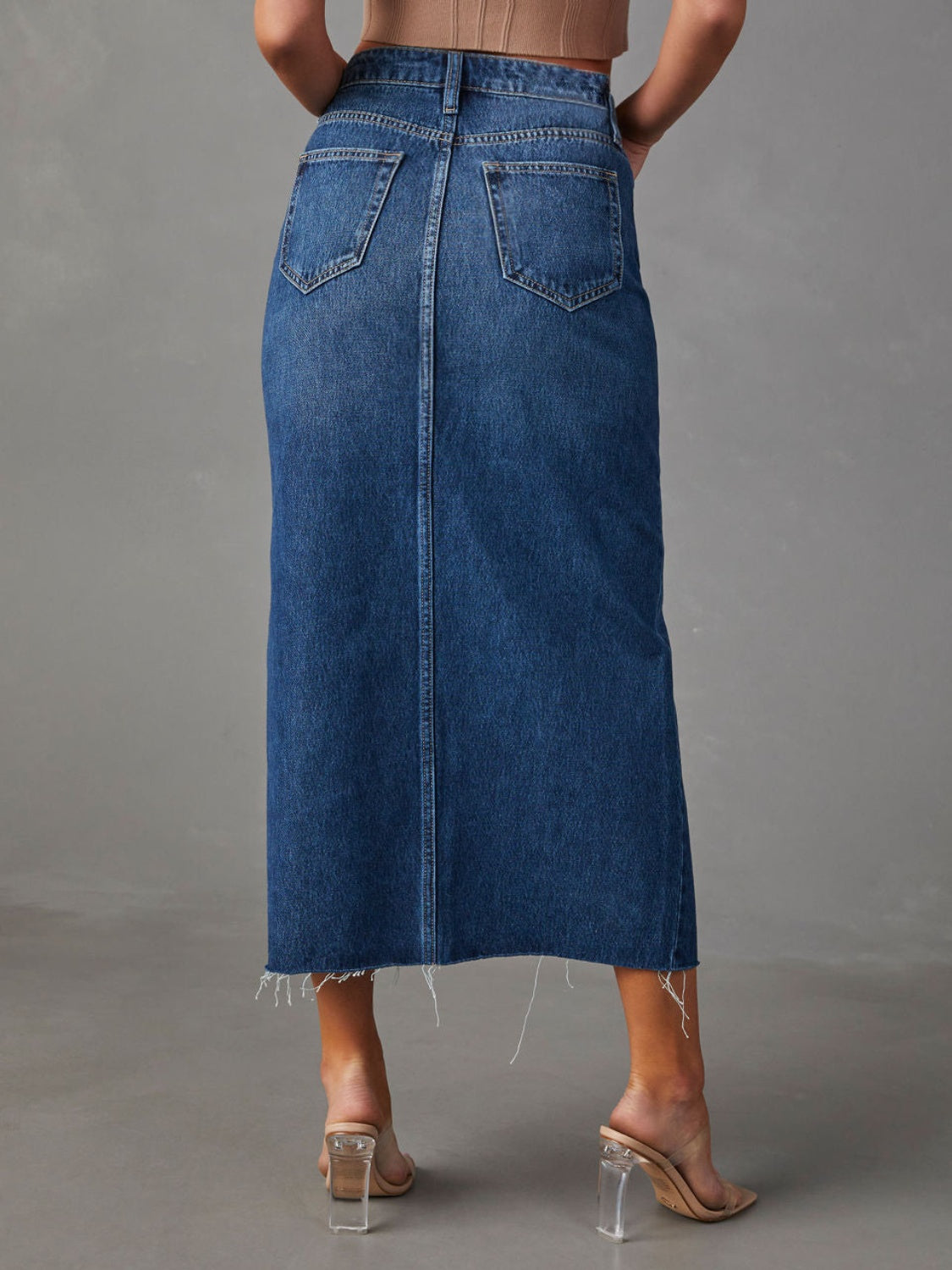 Slit Denim Skirt (s-2xl, multiple washes)