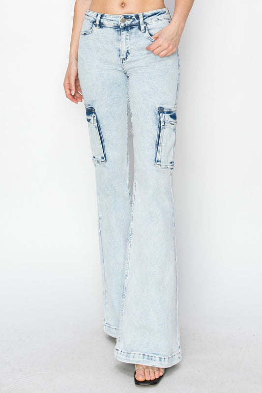 Risen High Rise Cargo Flare Jeans (0 to plus)