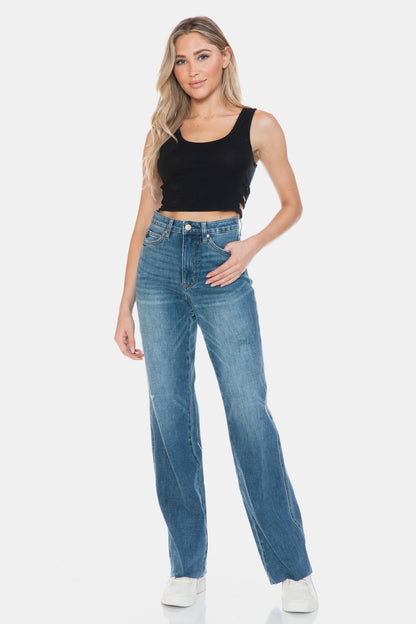 Judy Blue Tummy Control Cut Raw Hem Straight Jeans (0-24w)