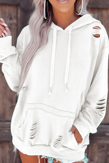 Distressed Drawstring Hoodie (s-2xl, multiple colors)