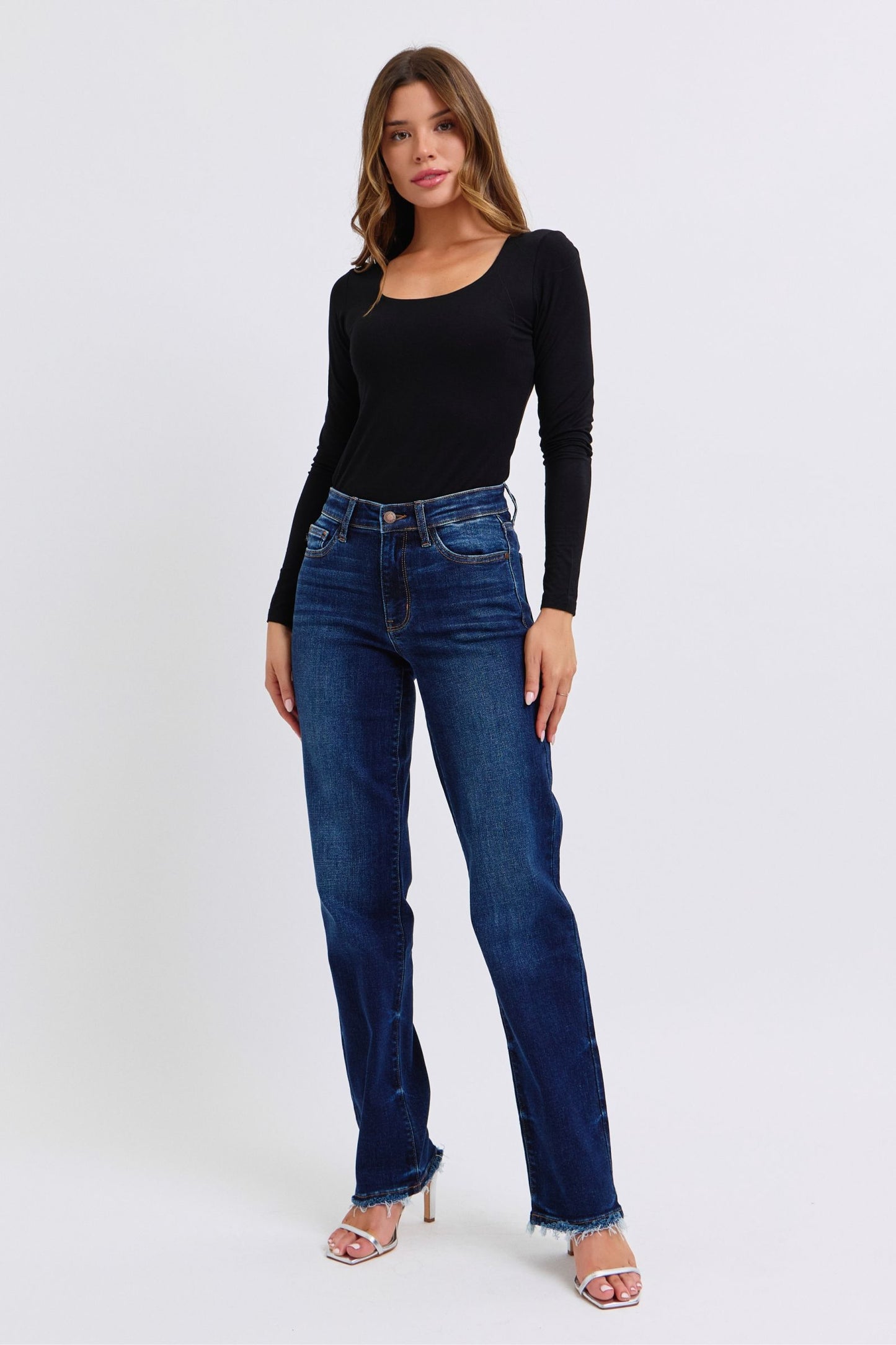 Judy Blue Raw Hem Straight Leg Jeans (0-24w)