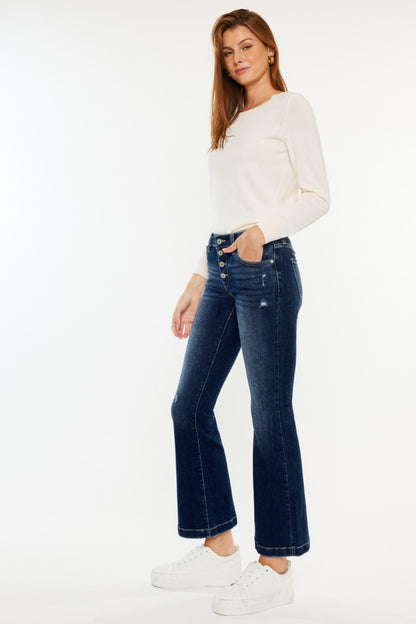 Kancan Mid Rise Button Fly Flare Jeans (1-15)