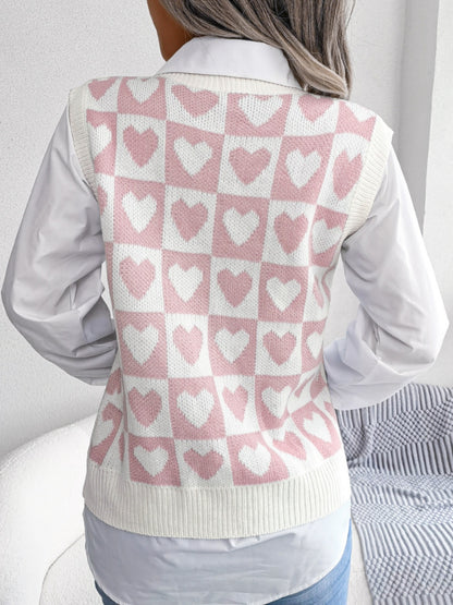 Heart V-Neck Sweater Vest (s-l, multiple colors)