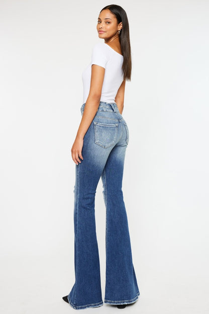 Kancan High Rise Wide Waistband Flare Jeans (1-15)