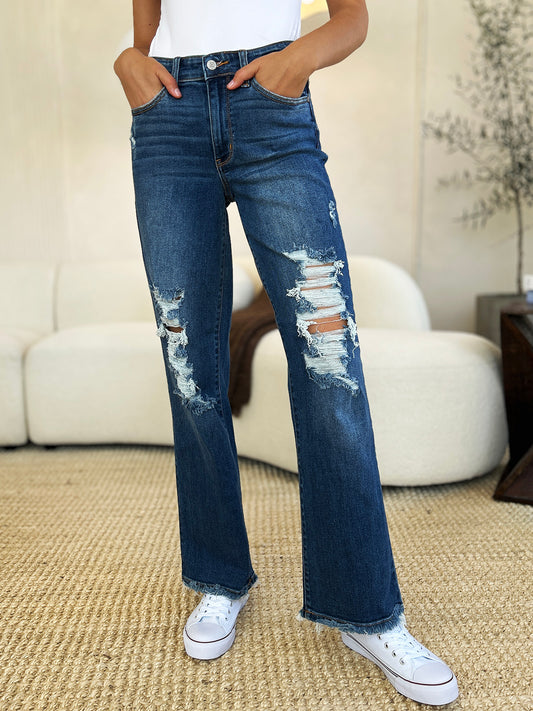 Judy Blue Mid Rise Distressed Raw Hem Jeans (3-24w)