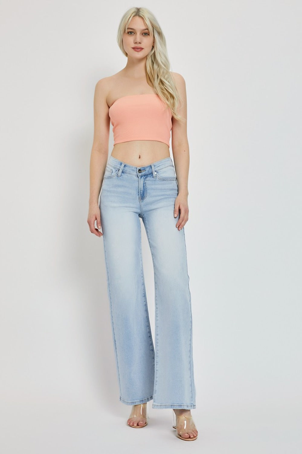 RISEN Wide Leg V Dipped Front Waist Jeans (0 to plus)