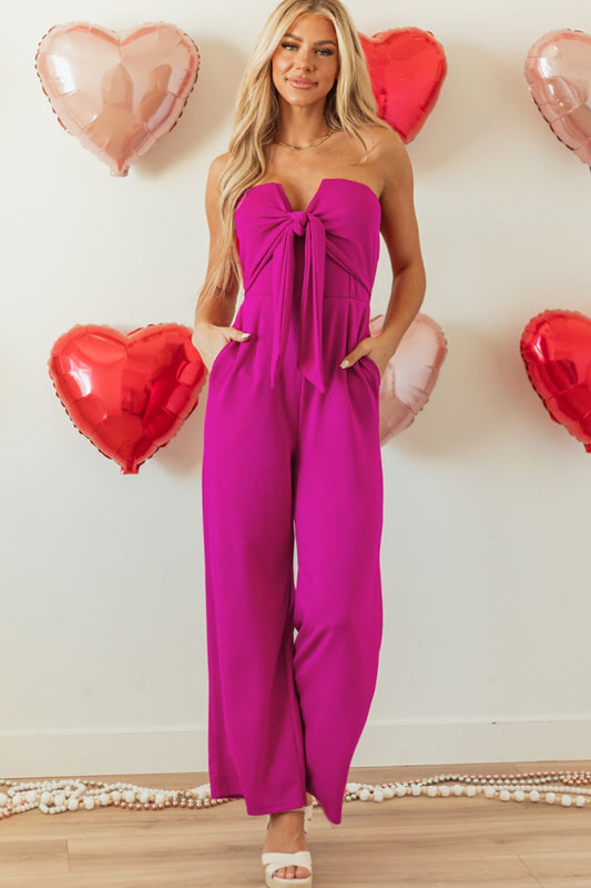 Tied Bow Wide Leg Jumpsuit (s-xl)