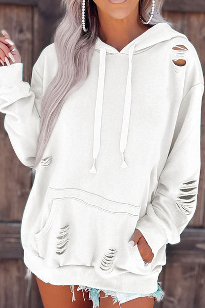 Distressed Drawstring Hoodie (s-2xl, multiple colors)