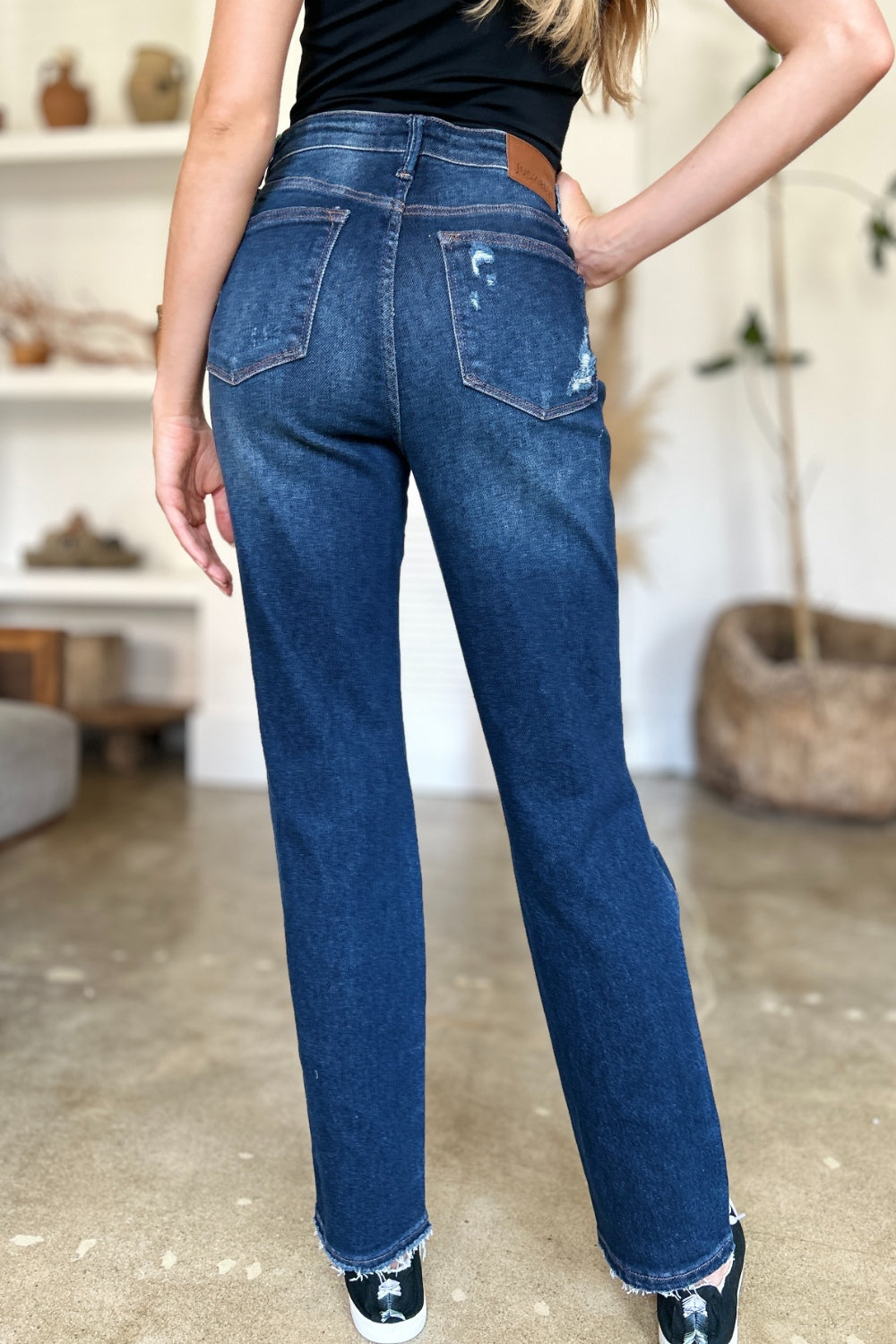 Judy Blue High Waist Rigid Magic Heavy Destroy Straight Jeans (0-24w)