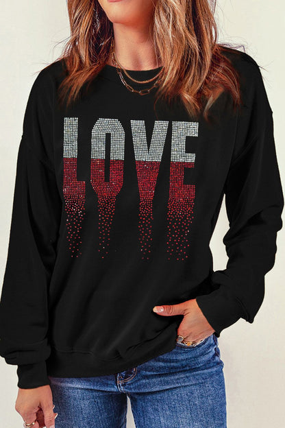 Rhinestone Love Sweatshirt (s-2xl)