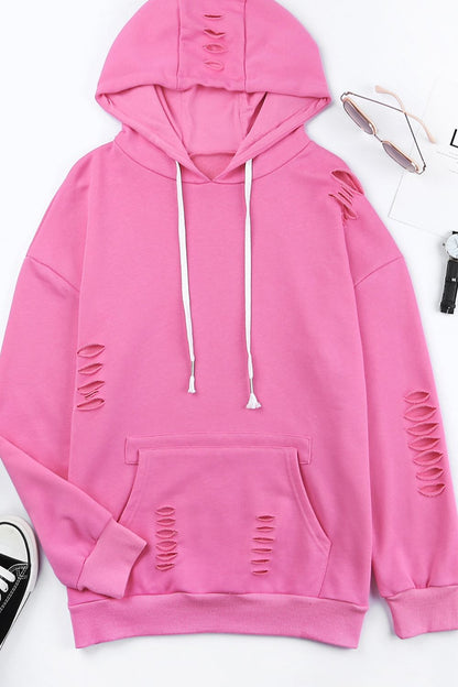 Distressed Drawstring Hoodie (s-2xl, multiple colors)