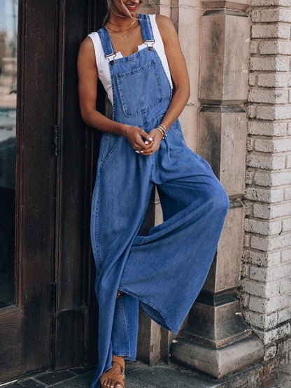 Wide Leg Denim Overalls (s-2xl)