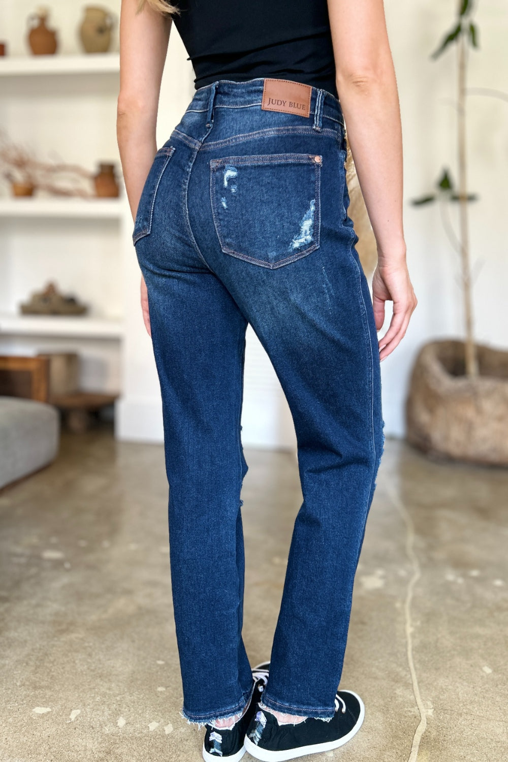 Judy Blue High Waist Rigid Magic Heavy Destroy Straight Jeans (0-24w)