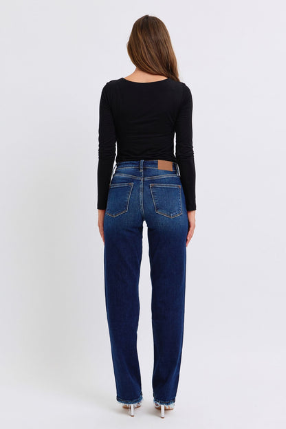 Judy Blue Raw Hem Straight Leg Jeans (0-24w)