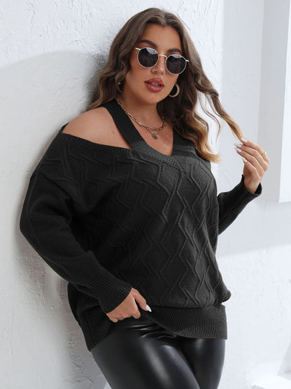 Teff Cutout V-Neck Sweater (plus, 1xl-3xl)