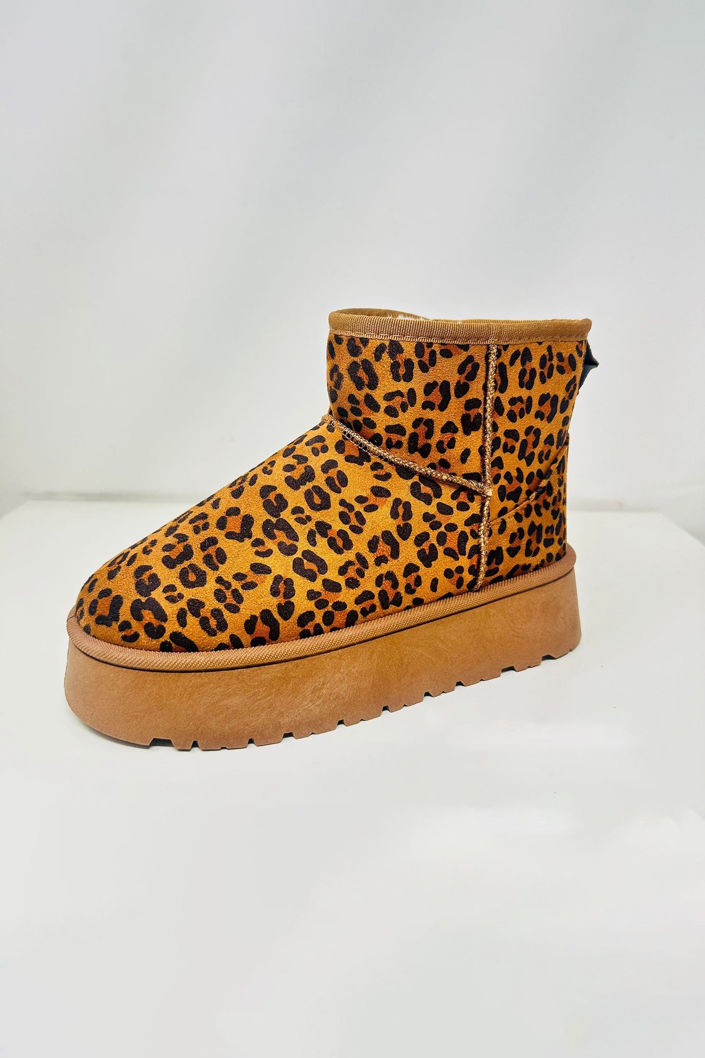 Thermal Furry Leopard Platform Booties