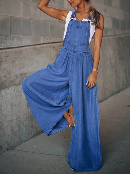 Wide Leg Denim Overalls (s-2xl)