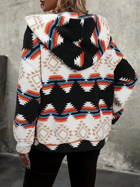 Geometric Hooded Sherpa Jacket (s-2xl)