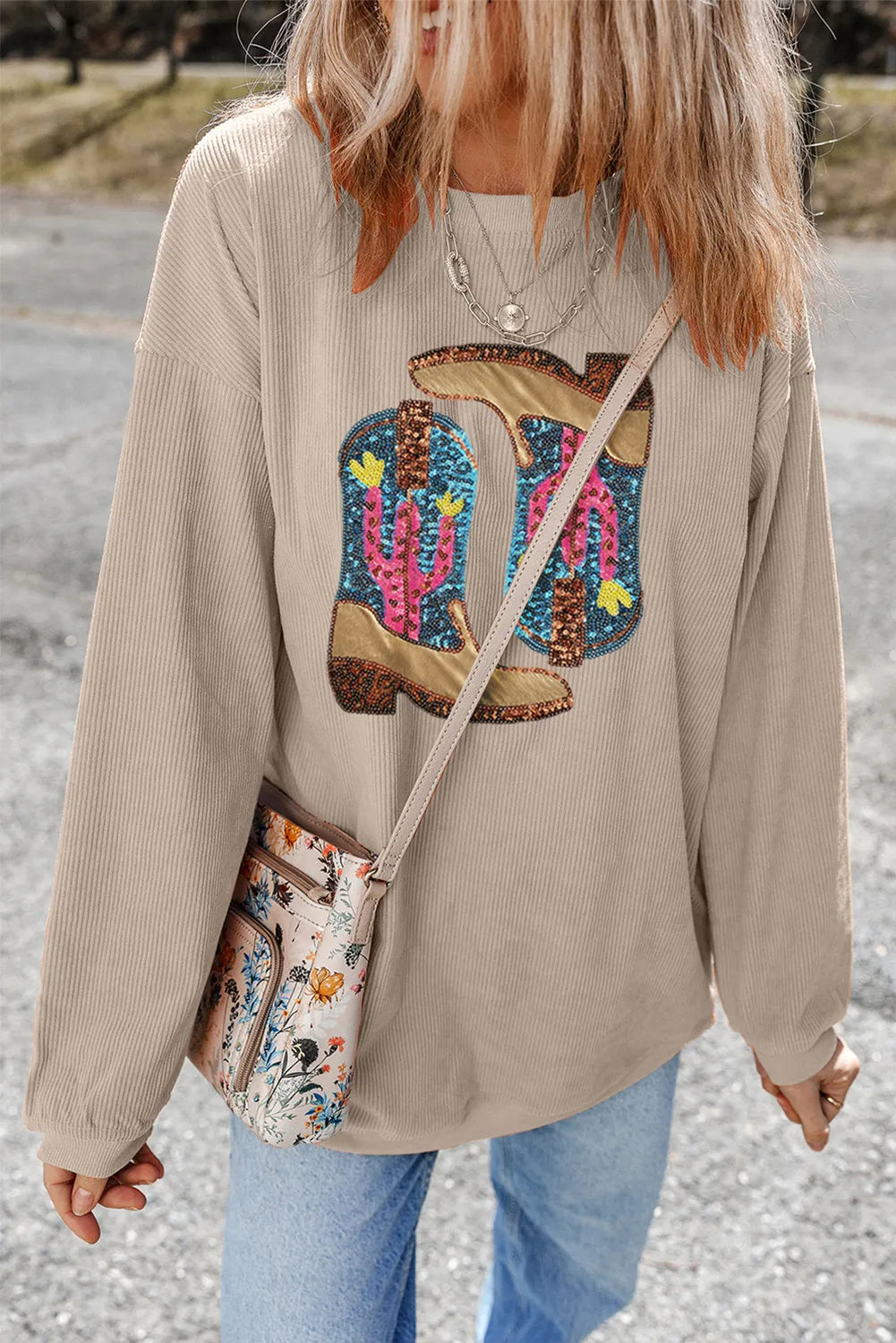 Sequin Boots Sweatshirt (s-3xl)