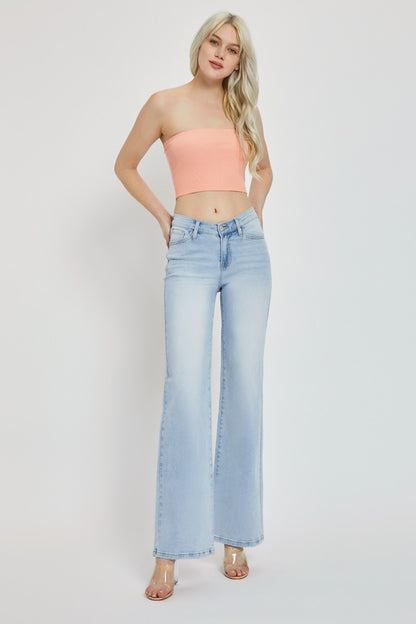 RISEN Wide Leg V Dipped Front Waist Jeans (0 to plus)