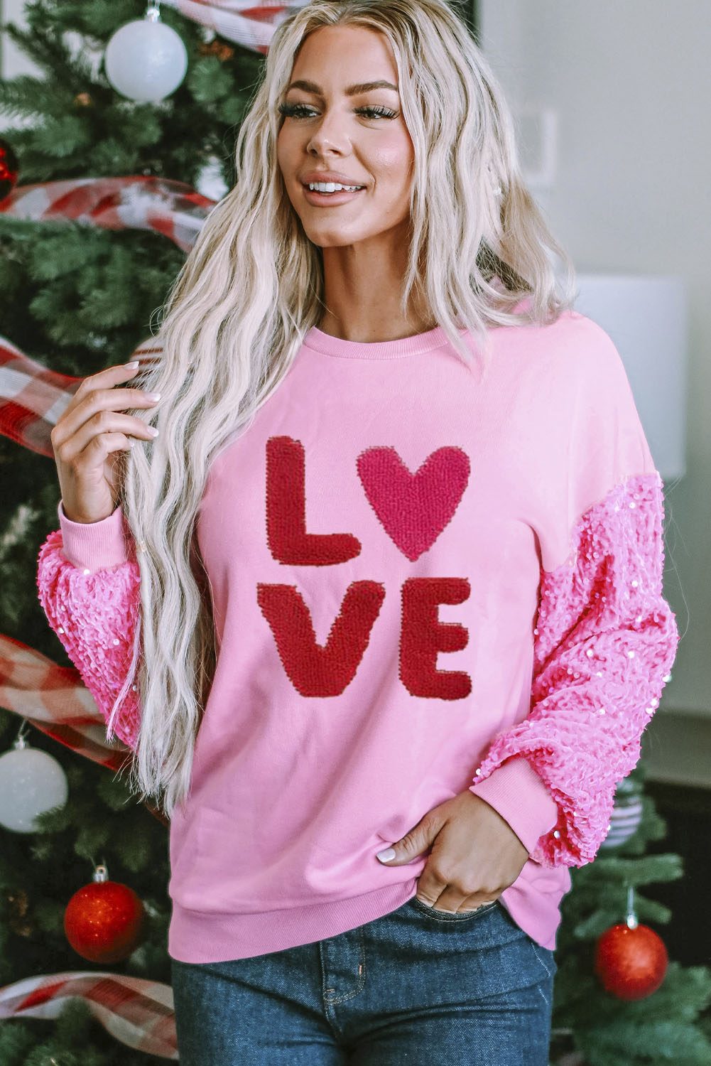 Red Love Sequin Sweatshirt (s-xl)