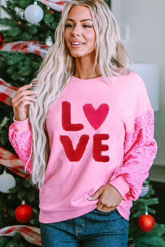 Red Love Sequin Sweatshirt (s-xl)