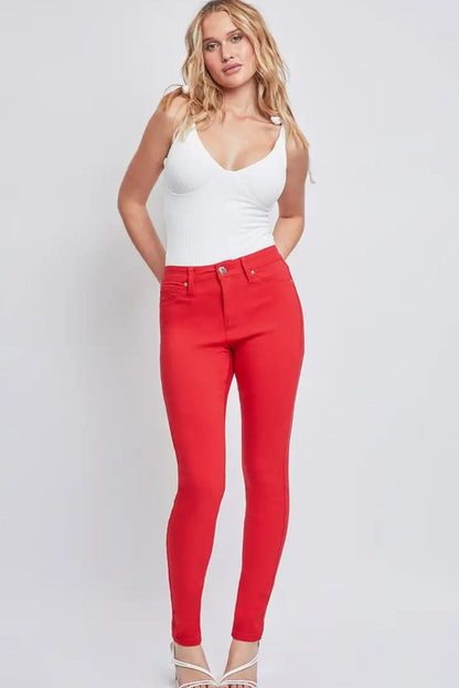 YMI Jeanswear Hyperstretch Mid-Rise Skinny Jeans (Red)