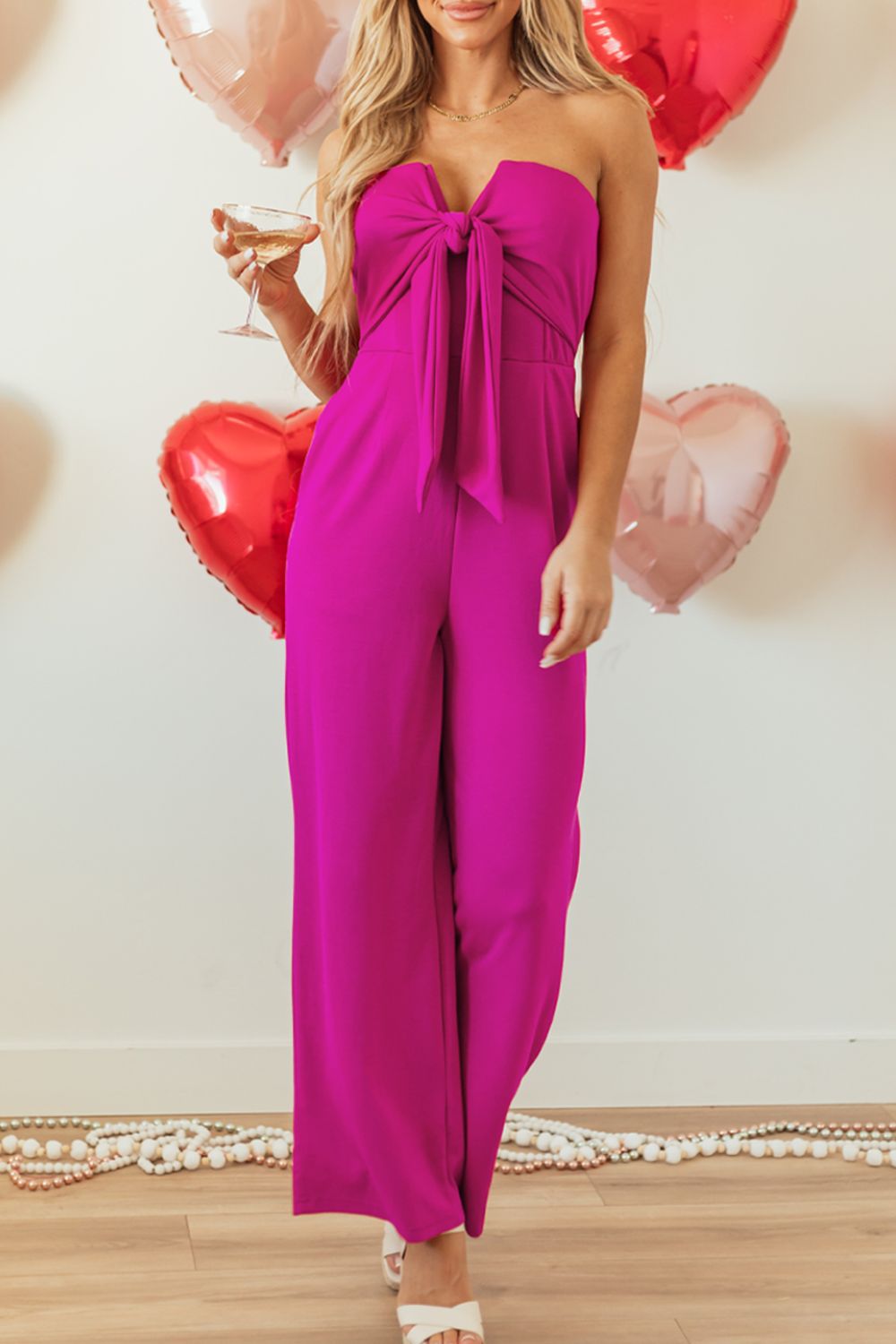 Tied Bow Wide Leg Jumpsuit (s-xl)