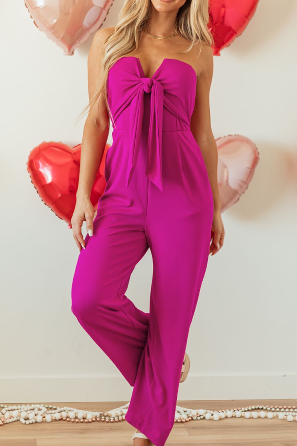 Tied Bow Wide Leg Jumpsuit (s-xl)