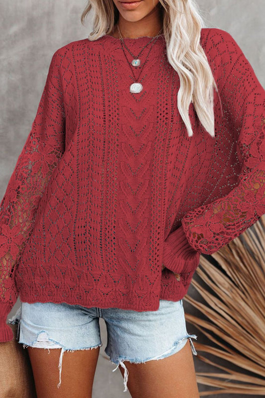 Lace & Knit Sweater (s-2xl, multiple colors)