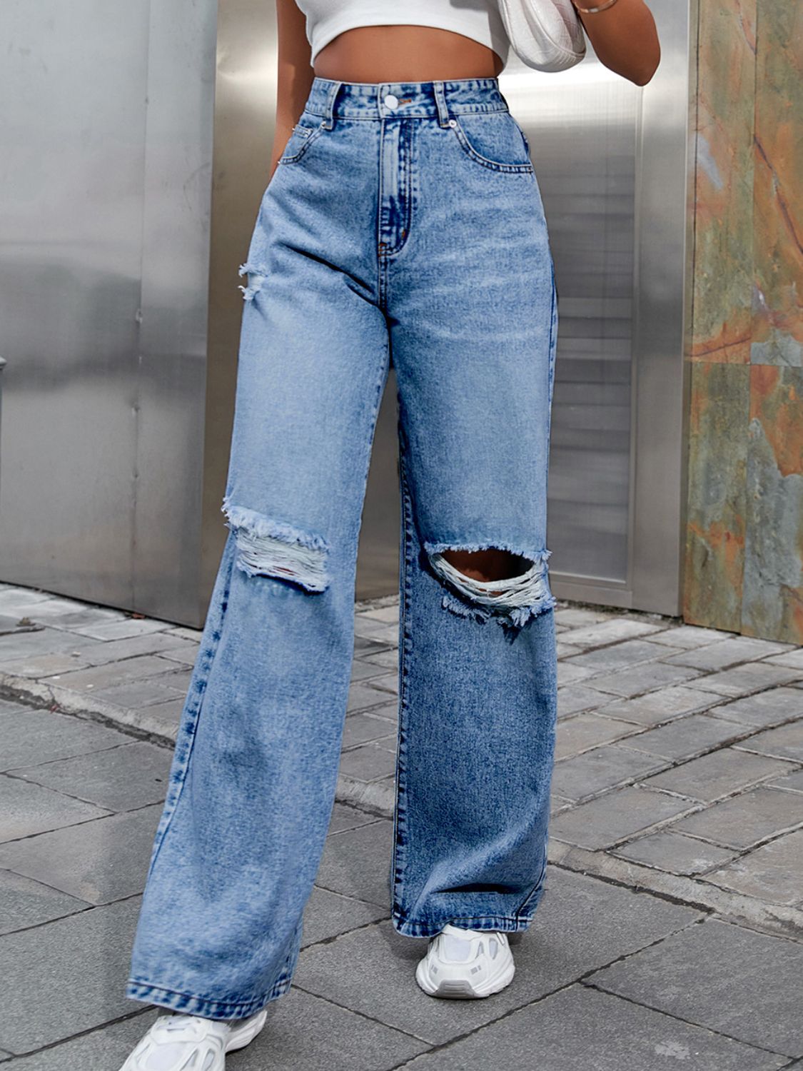 90’s Distressed Wide Leg Jeans (xs-l, multiple colors)