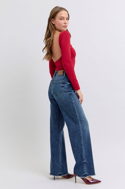 Judy Blue Raw Hem Mid Rise Jeans (0-24w)