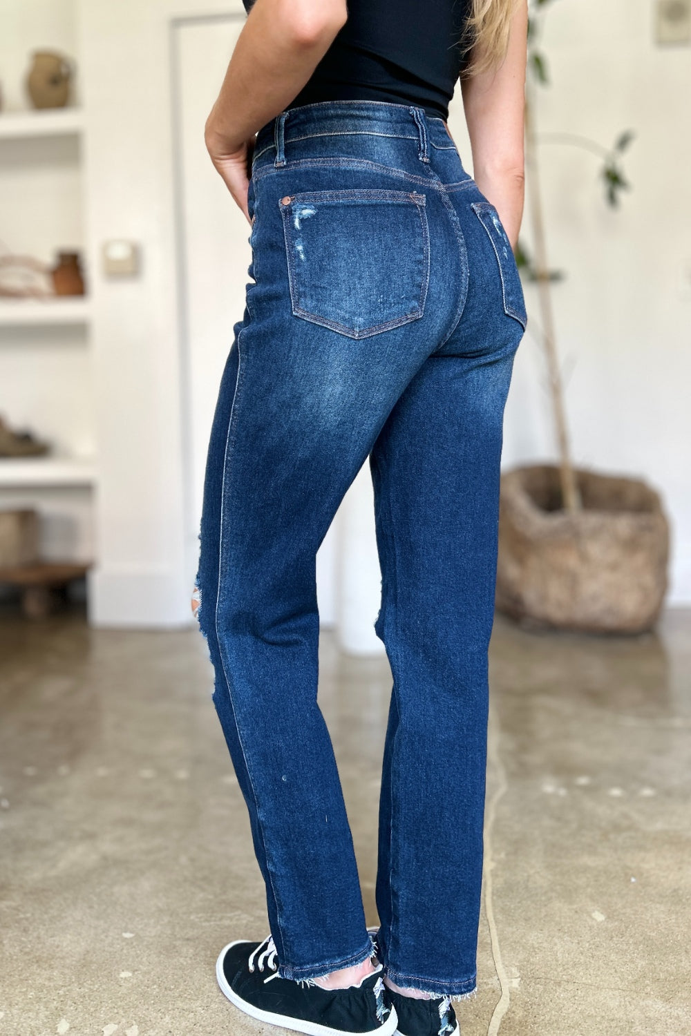 Judy Blue High Waist Rigid Magic Heavy Destroy Straight Jeans (0-24w)