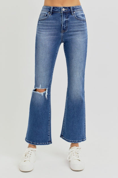 RISEN Distressed High Rise Crop Flare Jeans (0 to plus)