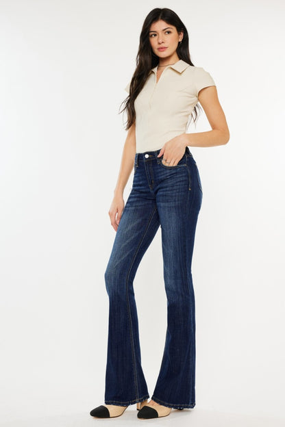 Kancan Mid Rise Slim Flare Jeans (size 1 to plus)