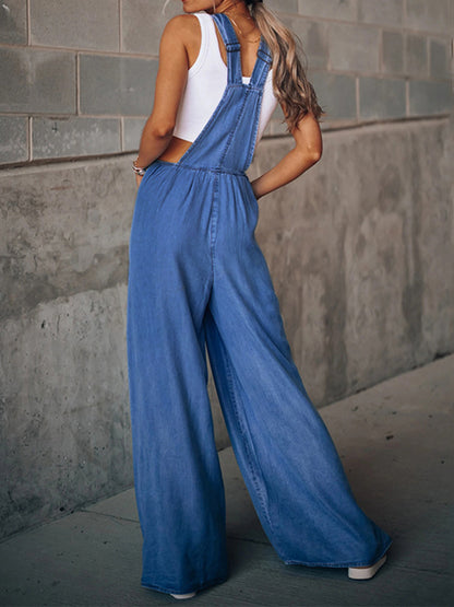 Wide Leg Denim Overalls (s-2xl)